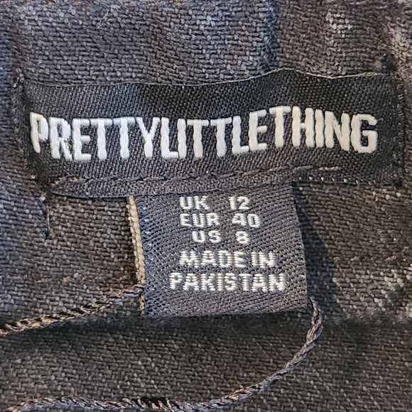 PrettyLittleThing PLT dress 8 black denim mini strapless seam jean short new - Picture 4 of 11